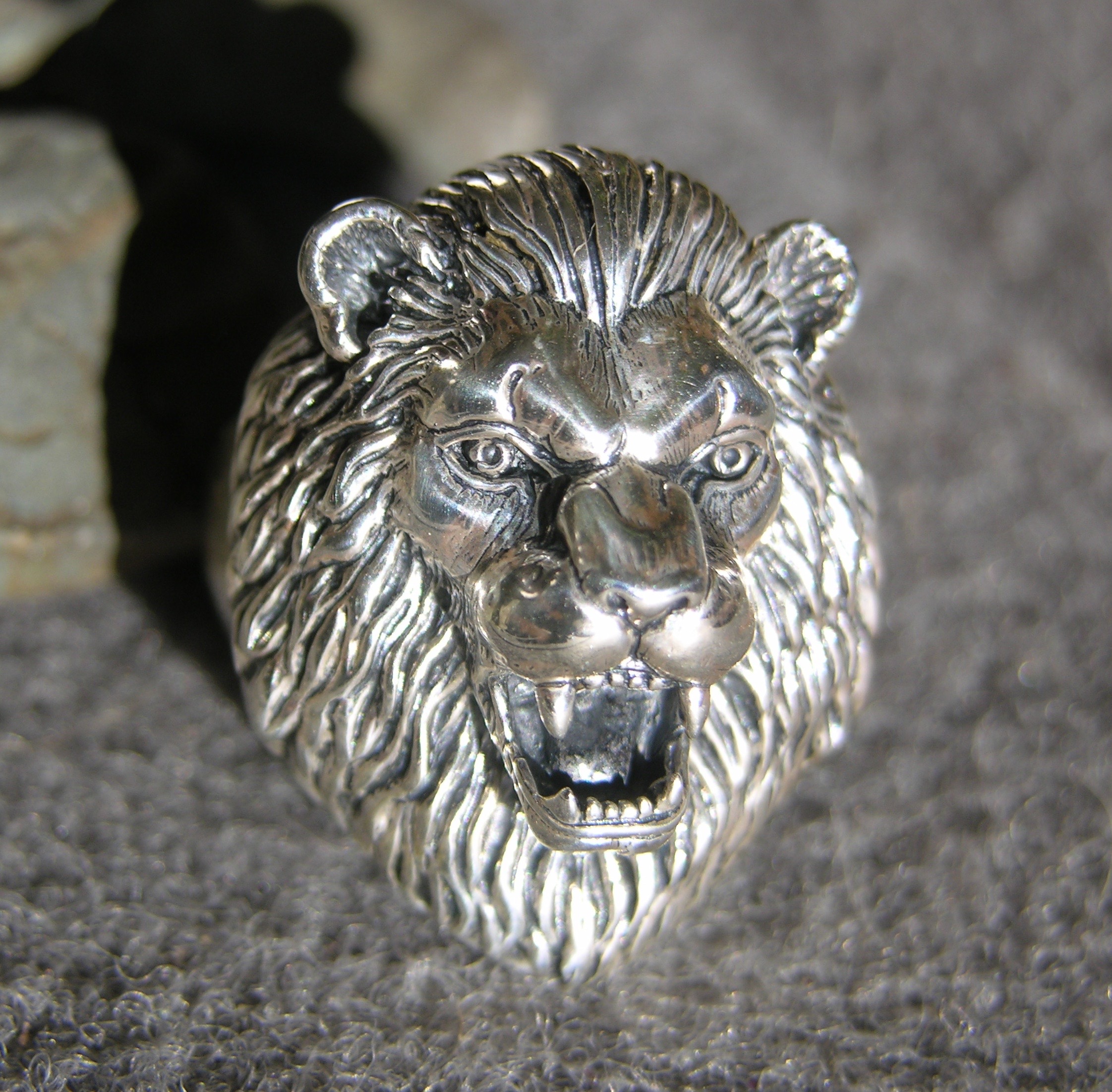 Sterling Silver Large Lion Head Ring - Freedom Jewelry USA