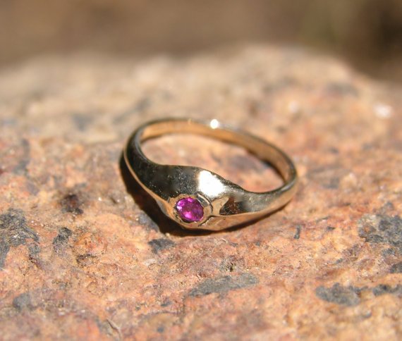 14k Gold Infant Ruby Baby Ring | Freedom Jewelry USA