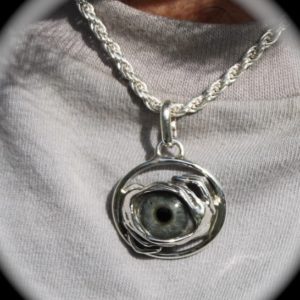 Sterling Silver Prosthetic Eye Two Hand Eye Pendant - Freedom Jewelry USA