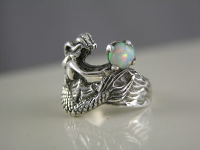 Sterling Silver Mermaid Ring with Opal | Freedom Jewelry USA