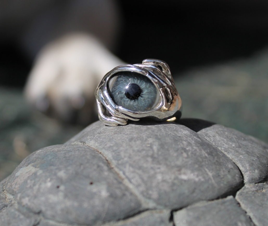 Sterling Silver 2 Hands Prosthetic Glass Eye Ring Order Here