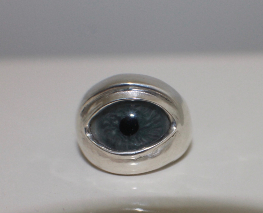 Sterling Silver Prosthetic Glass Eye Eyelid Ring Freedom Jewelry Usa