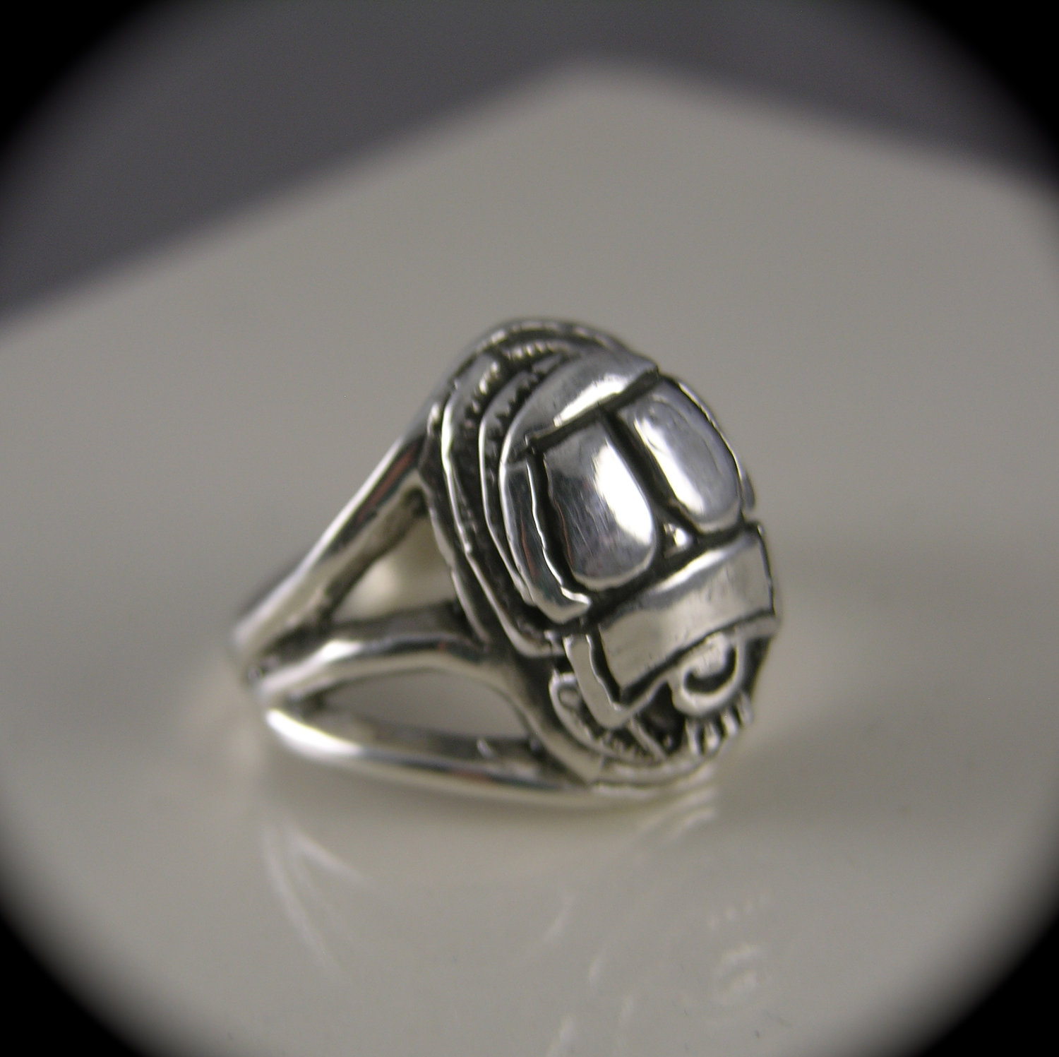 Scarab Beetle Ring in Oxidized Silver - Shibumi Gallery