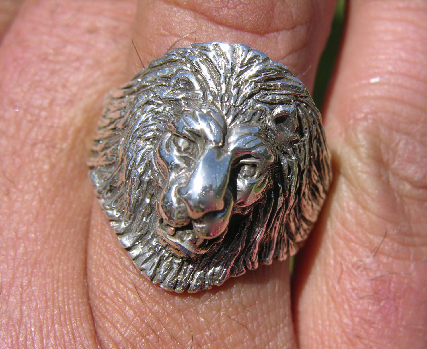 Silver-Tone & Black Stainless Steel Lion's Head Ring | In stock! | Fort  Tempus