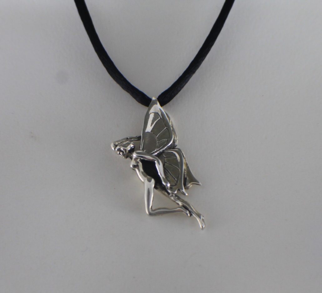 Sterling Silver Fairy Charm, Small Fairy Necklace - Silver