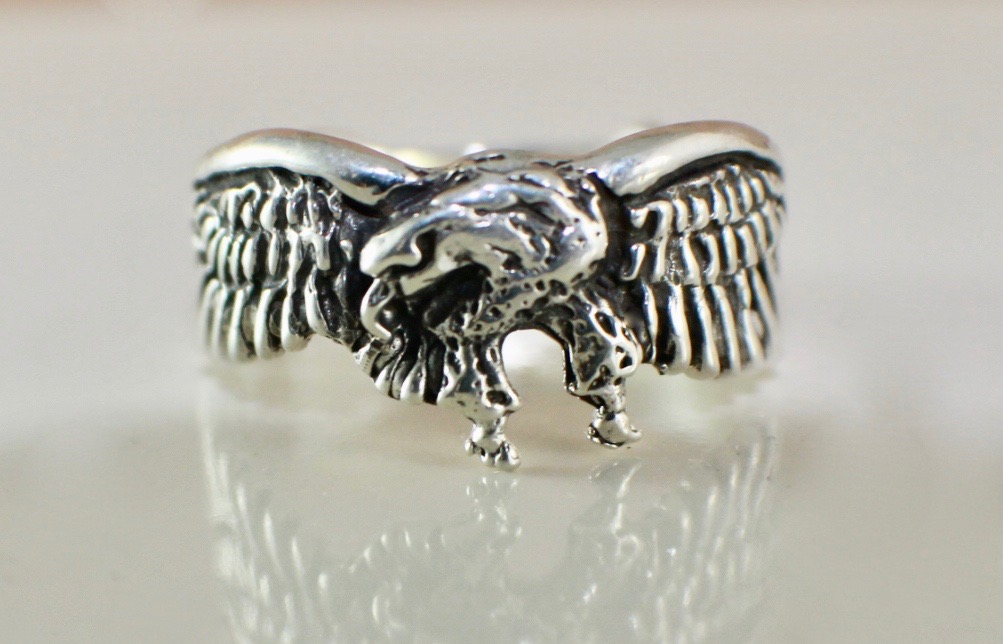 Eagle Ring Sterling Silver 925 Eagle's Wings Symbol of Great Strength  Leadership & Vision Free Spirit